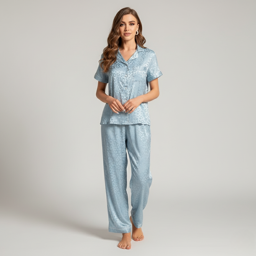 Pyjama Léopard Bleu – Femme