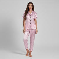 Pyjama Rayé Satin Rose – Femme
