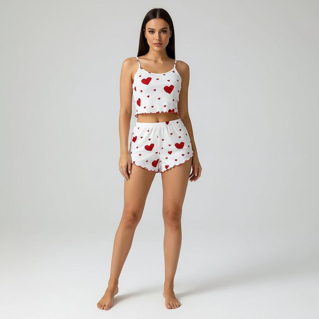 Pyjama Côtelé Cœur – Femme