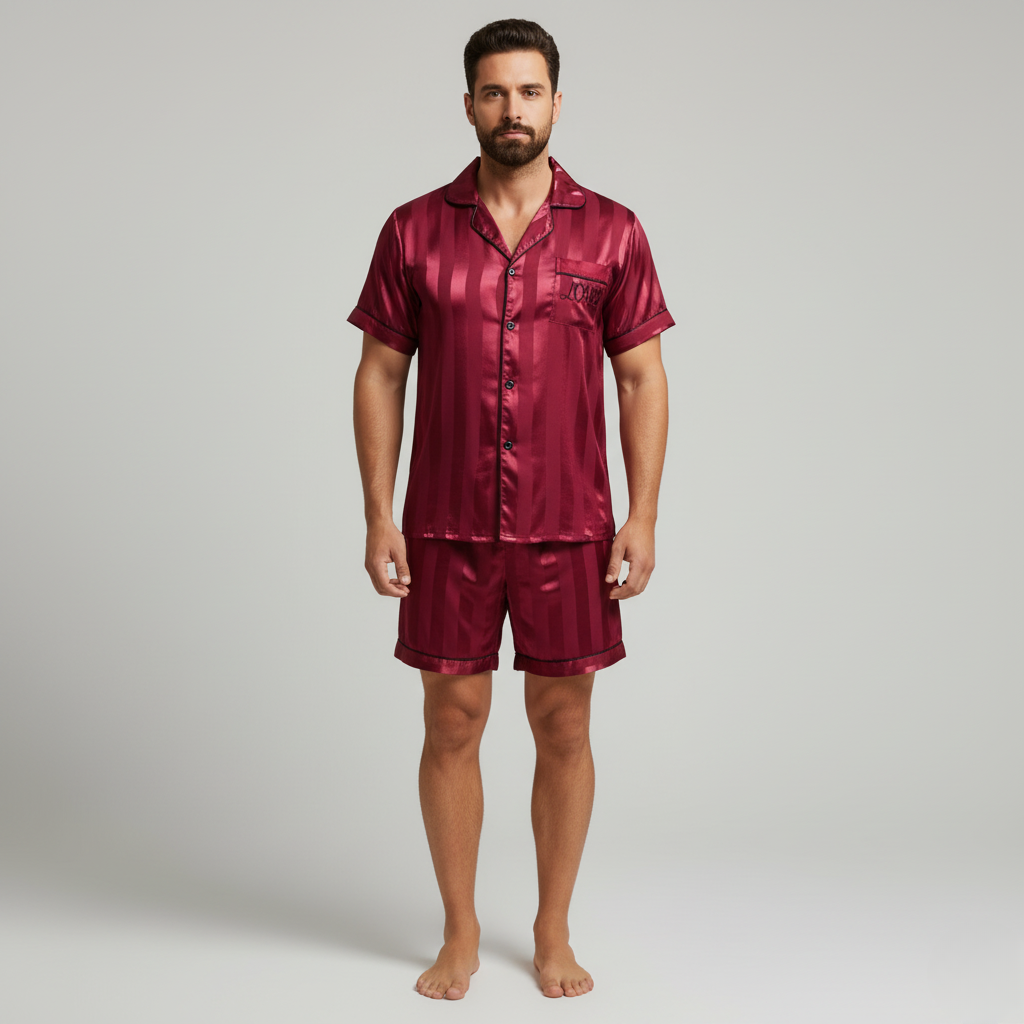 Pyjama Court Satin Rayé – Homme