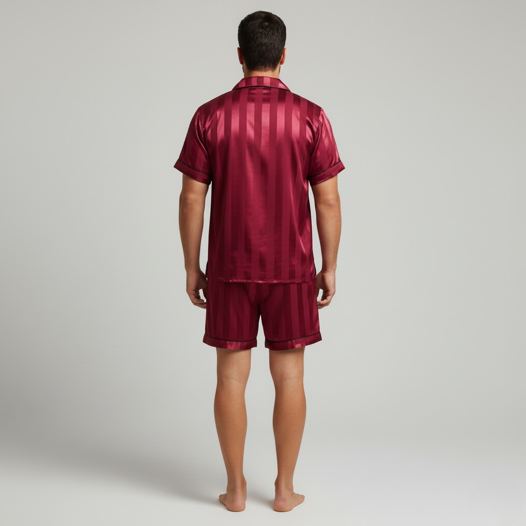 Pyjama Court Satin Rayé – Homme