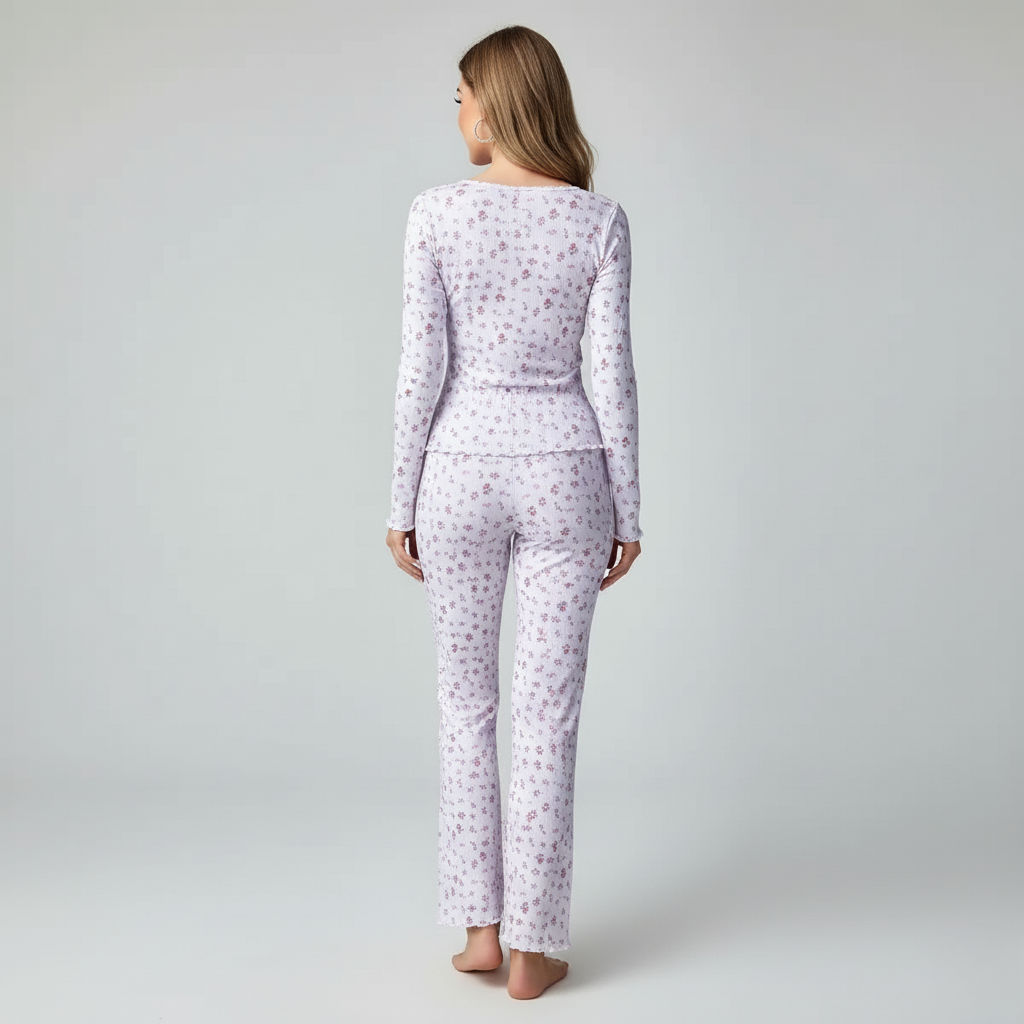 Pyjama Long Fleuri – Femme