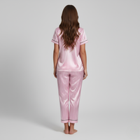 Pyjama Rayé Satin Rose – Femme