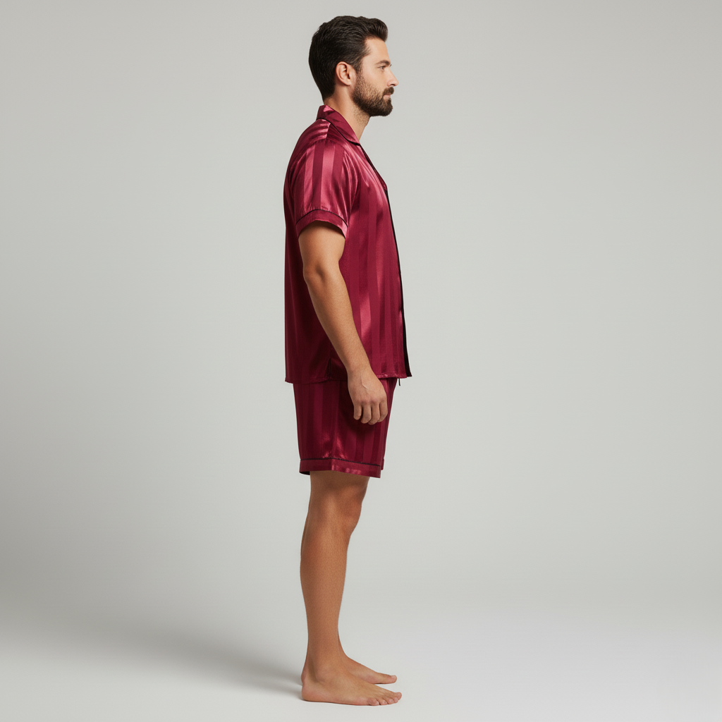 Pyjama Court Satin Rayé – Homme