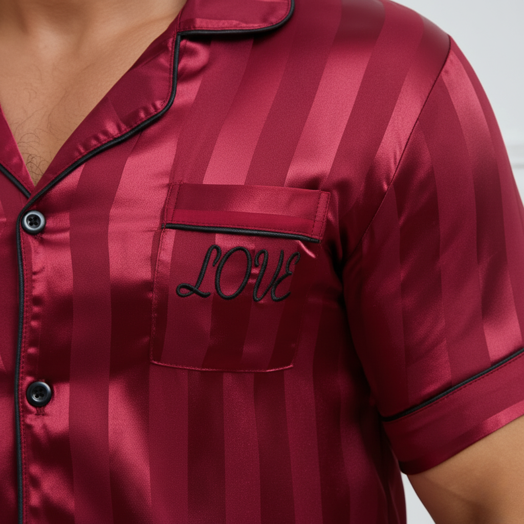 Pyjama Court Satin Rayé – Homme