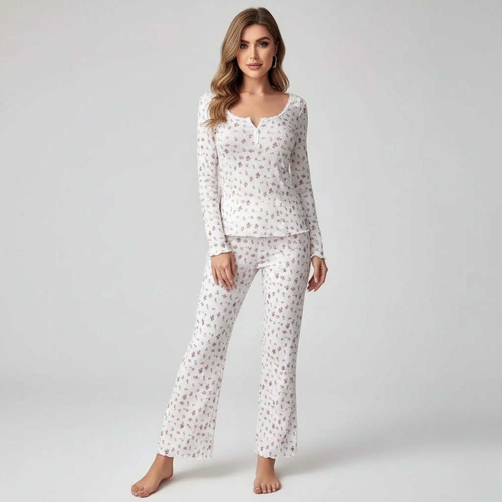 Pyjama Long Fleuri – Femme