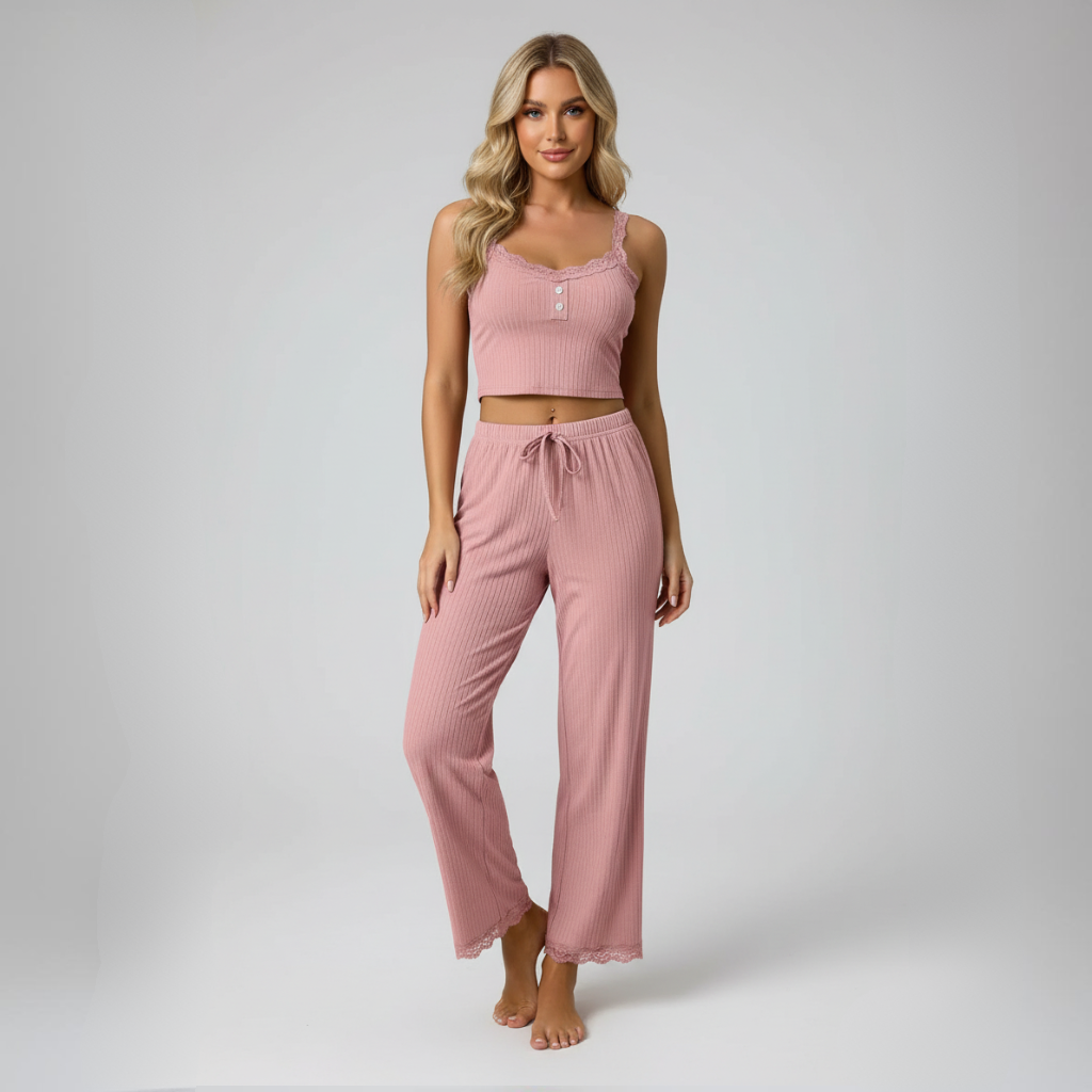 Pyjama Côtelé Bretelles – Femme