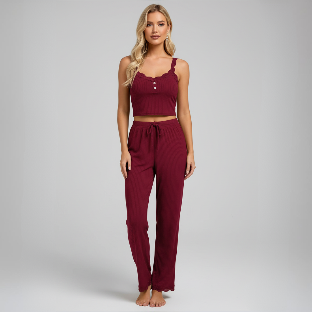 Pyjama Côtelé Bretelles – Femme
