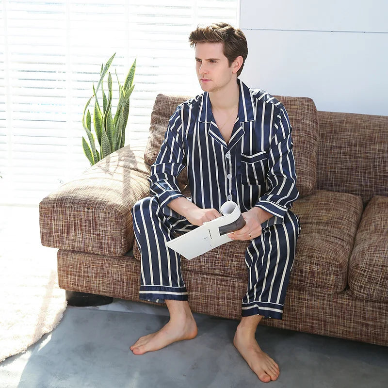 Pyjama Satin Bleu – Homme