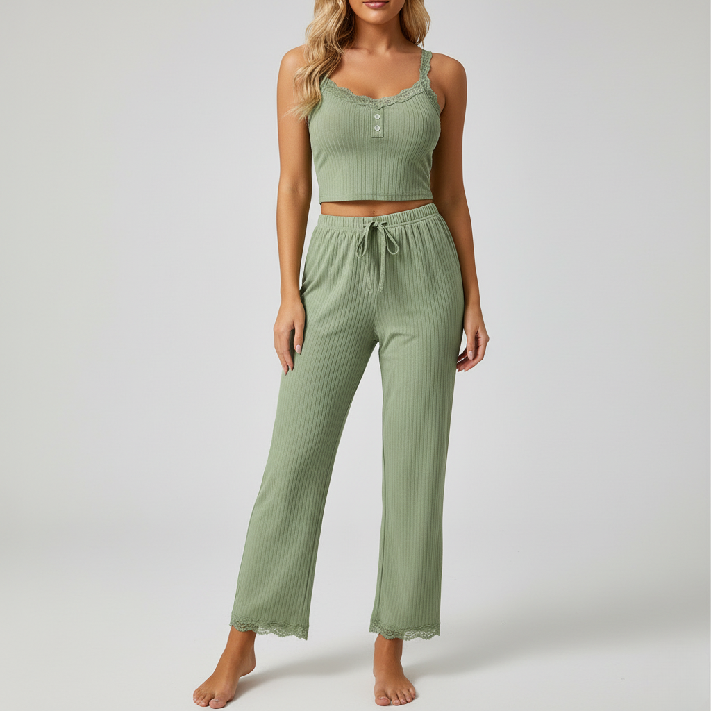 Pyjama Côtelé Bretelles – Femme