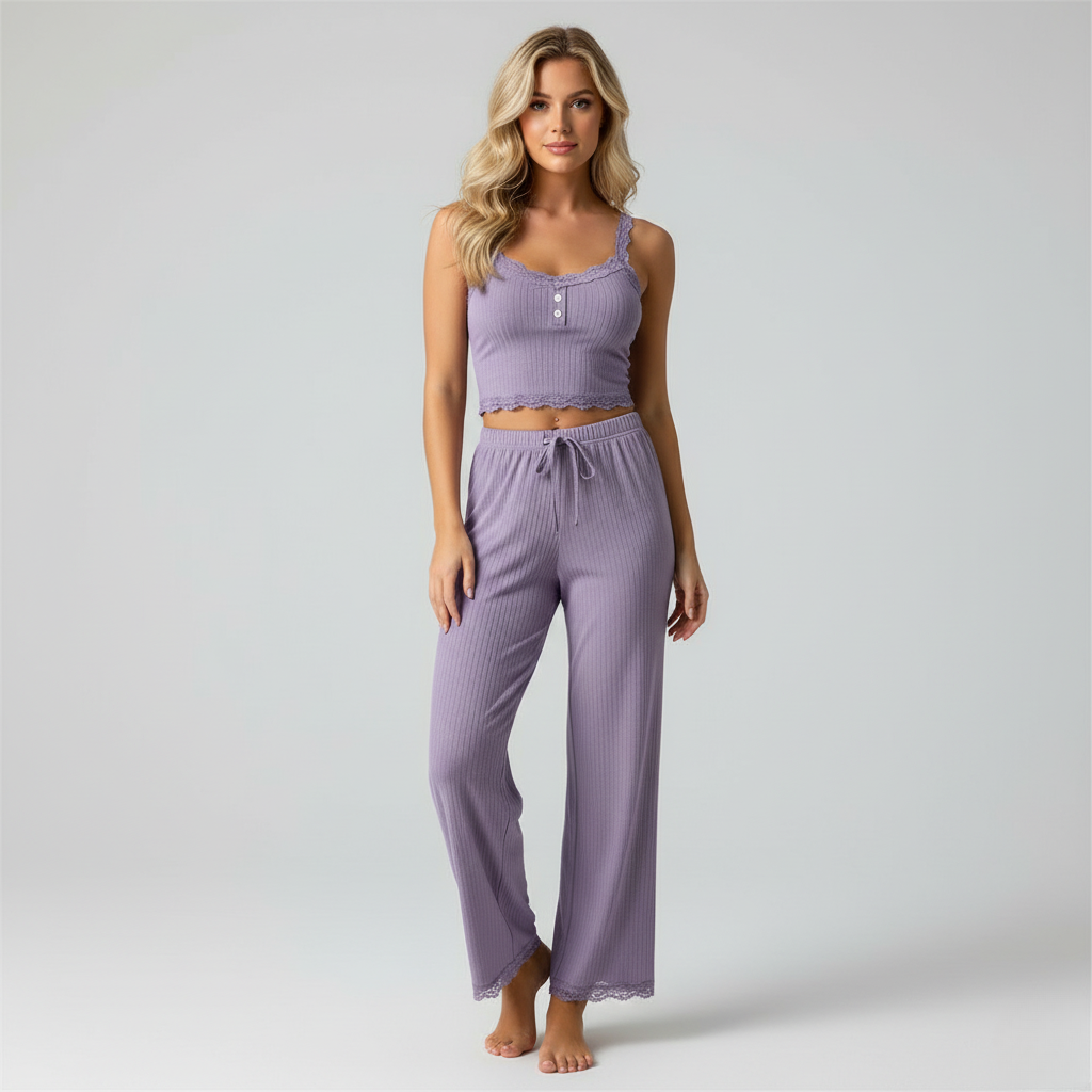 Pyjama Côtelé Bretelles – Femme