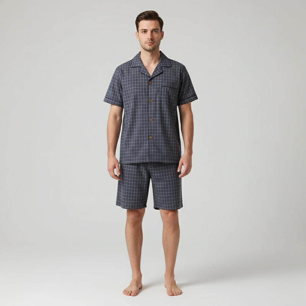 Pyjama Court Carreaux – Homme