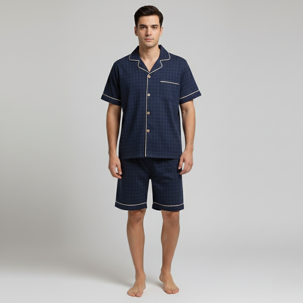 Pyjama Court Carreaux – Homme